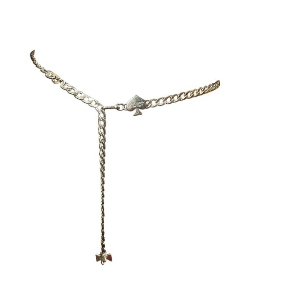Kate Spade Belt Women New York Silver Tone Chain Statement Spade Bow Charms - Picture 1 of 16
